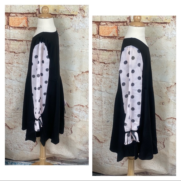 ❌ Pie Black Polka Dot Sheer Sleeve Dress - Picture 5 of 9